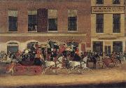Pollard, James The Royal Mail Coaches for the North Ieaving the Angel Islington oil painting